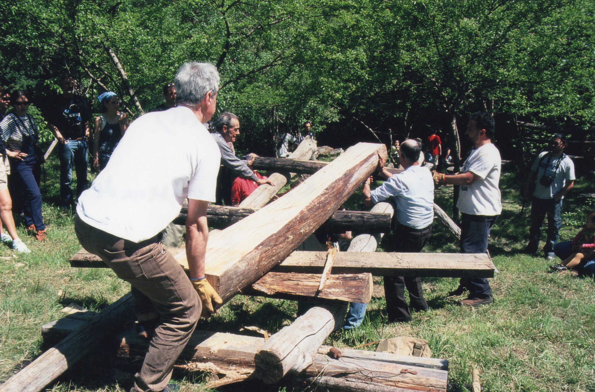 Preparando as falcas para serrar